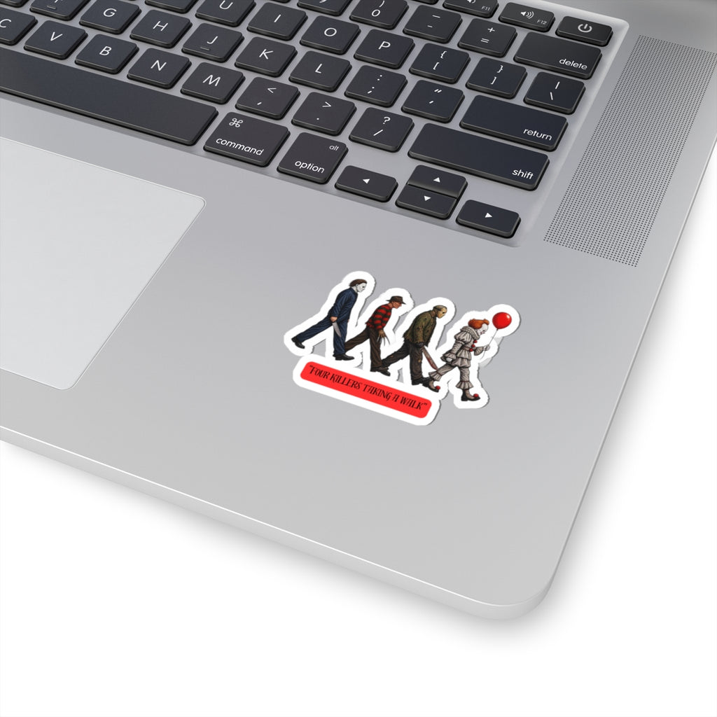 Horror Icons Sticker — "Four Killers Taking a Walk" Kiss-Cut Vinyl Decal