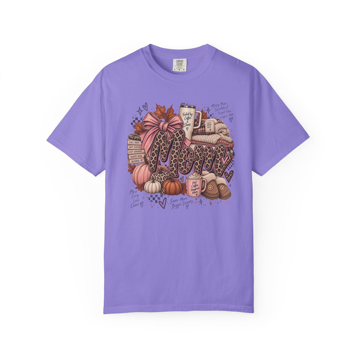 Fall Cozy Coffee T-Shirt — Pumpkin, Leopard Boots & Warm Drink Autumn Graphic Tee