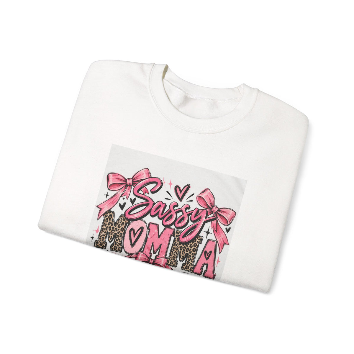 Sassy Mama Crewneck Sweatshirt – Pink Bow Leopard Mother's Day Pullover