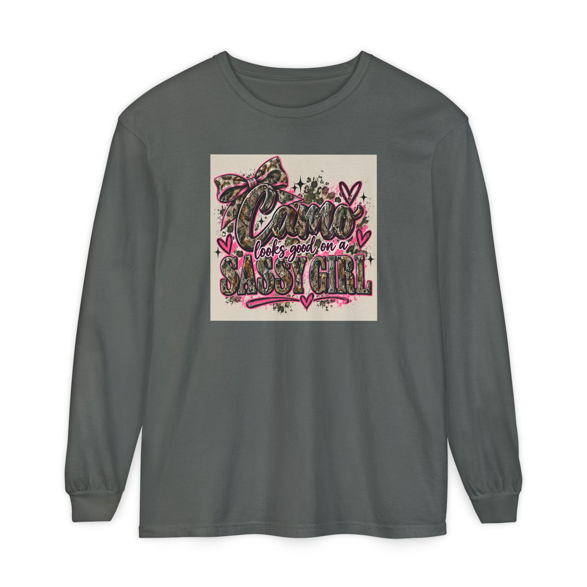 Sassy Girl Leopard Heart Long Sleeve Tee