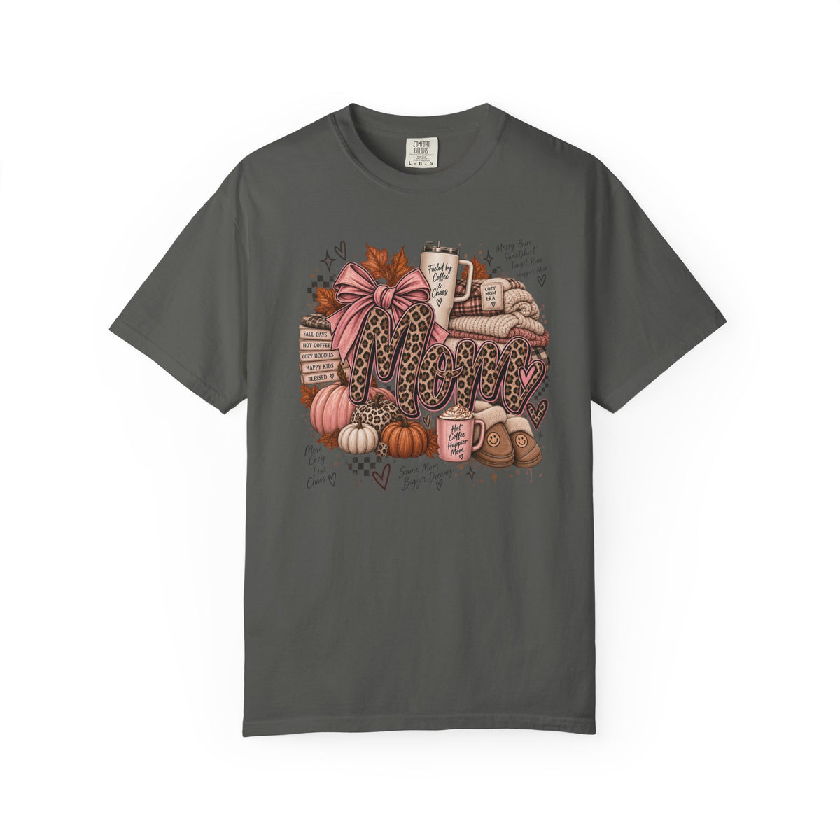 Fall Cozy Coffee T-Shirt — Pumpkin, Leopard Boots & Warm Drink Autumn Graphic Tee
