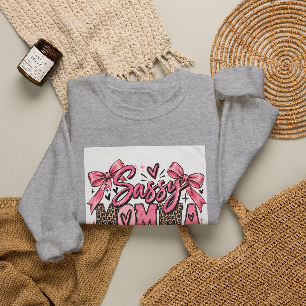 Sassy Mama Crewneck Sweatshirt – Pink Bow Leopard Mother's Day Pullover
