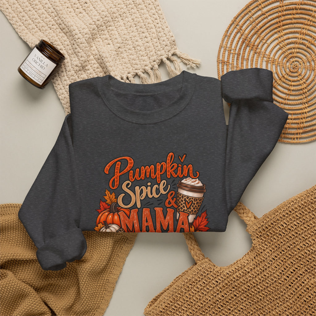 Pumpkin Spice Mama Crewneck Sweatshirt — Fall Coffee Cozy Pullover