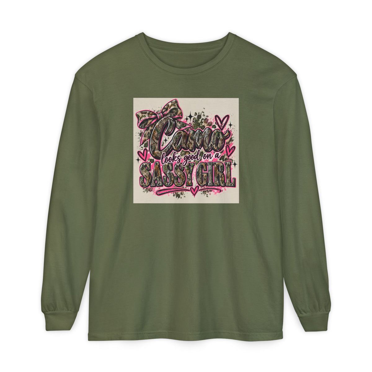 Sassy Girl Leopard Heart Long Sleeve Tee