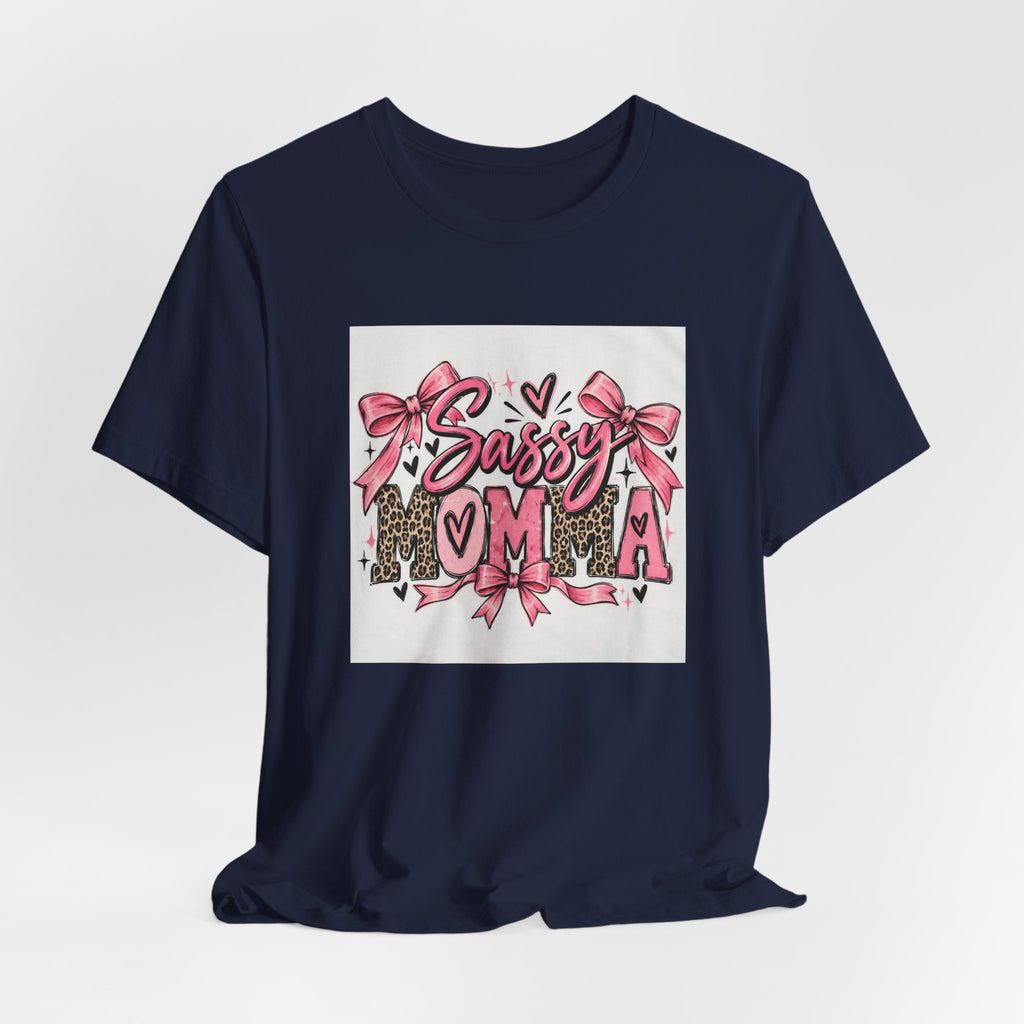 Sassy Mama Tee – Pink Bow Leopard Mom T-Shirt