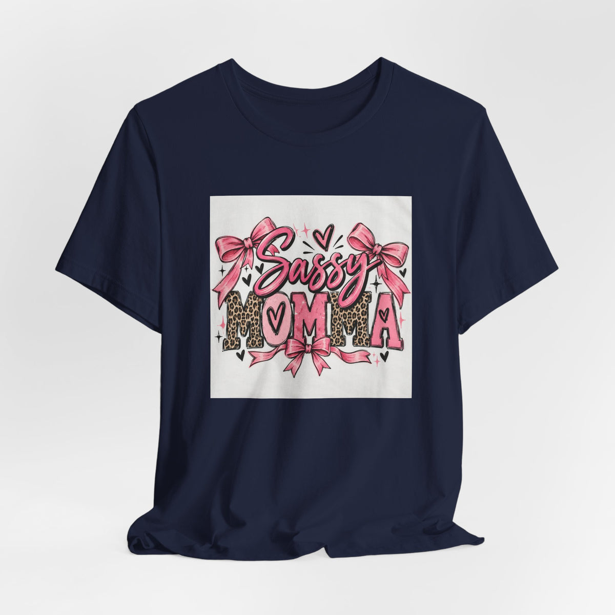 Sassy Mama Tee – Pink Bow Leopard Mom T-Shirt