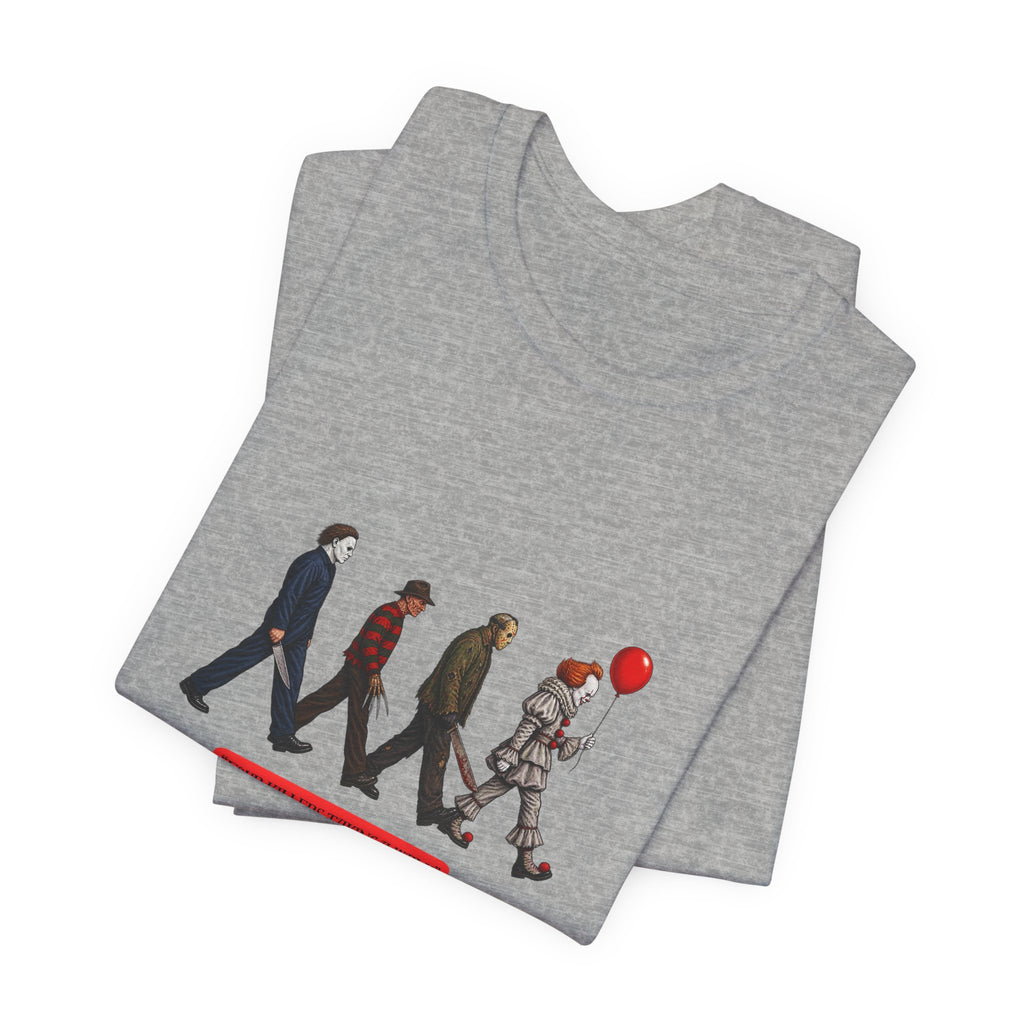 Horror Icons Abbey Road Tee — 'The Killer Clowns Are Here' Graphic T-Shirt