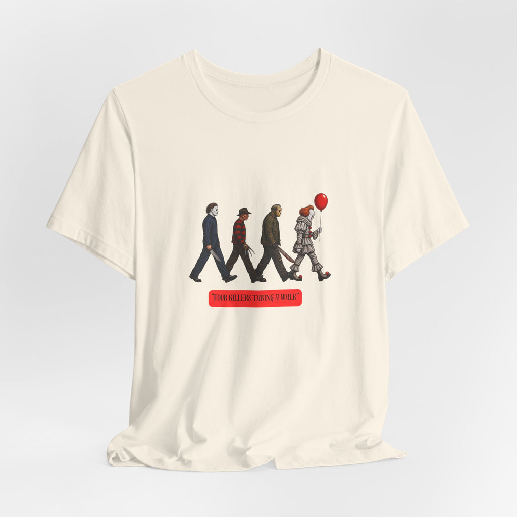 Horror Icons Abbey Road Tee — 'The Killer Clowns Are Here' Graphic T-Shirt