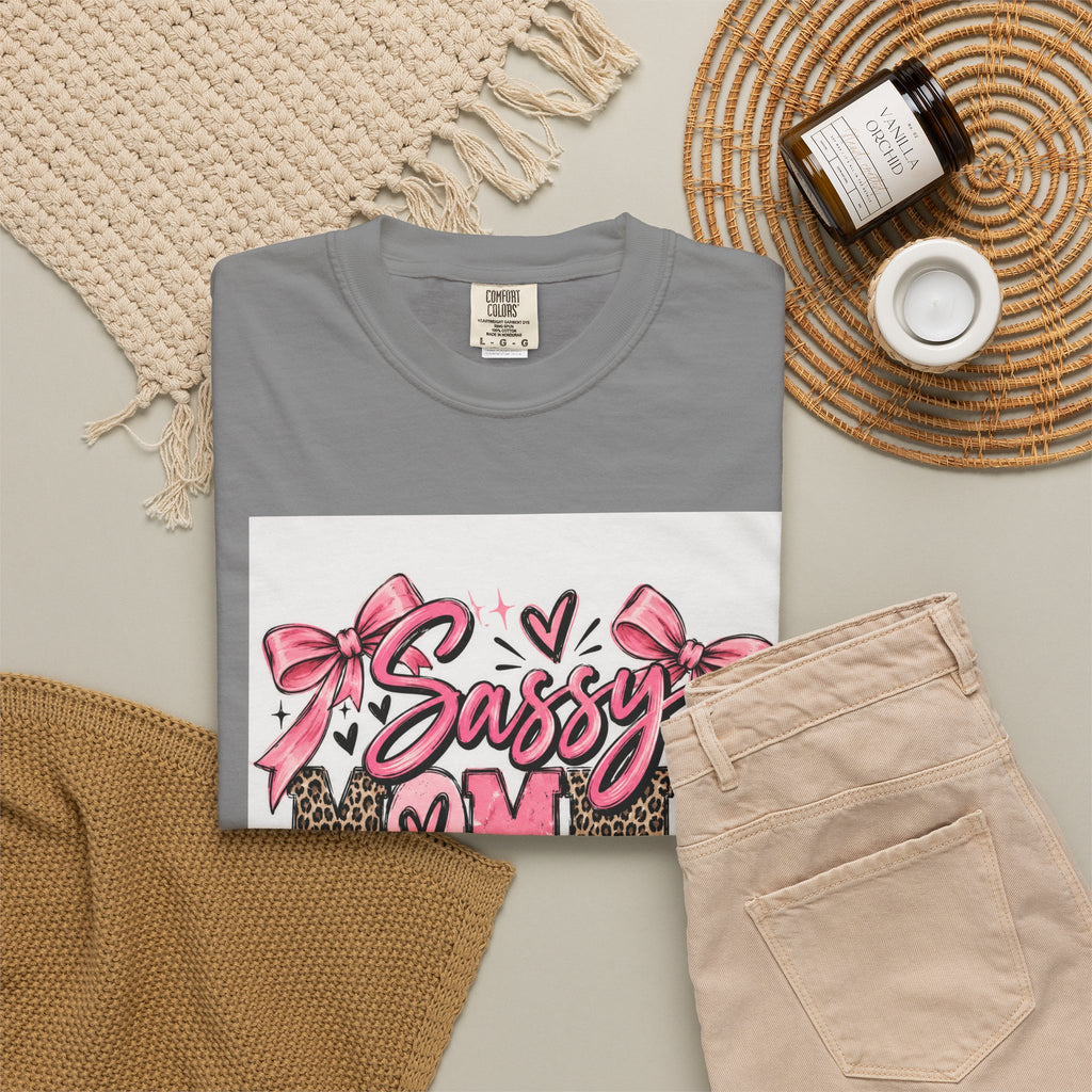 Sassy Mom Leopard & Pink Bow T-Shirt