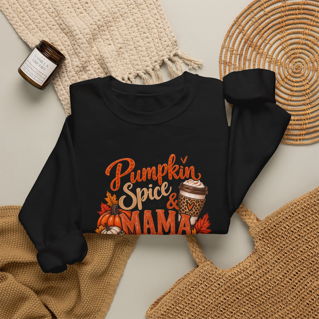 Pumpkin Spice Mama Crewneck Sweatshirt — Fall Coffee Cozy Pullover