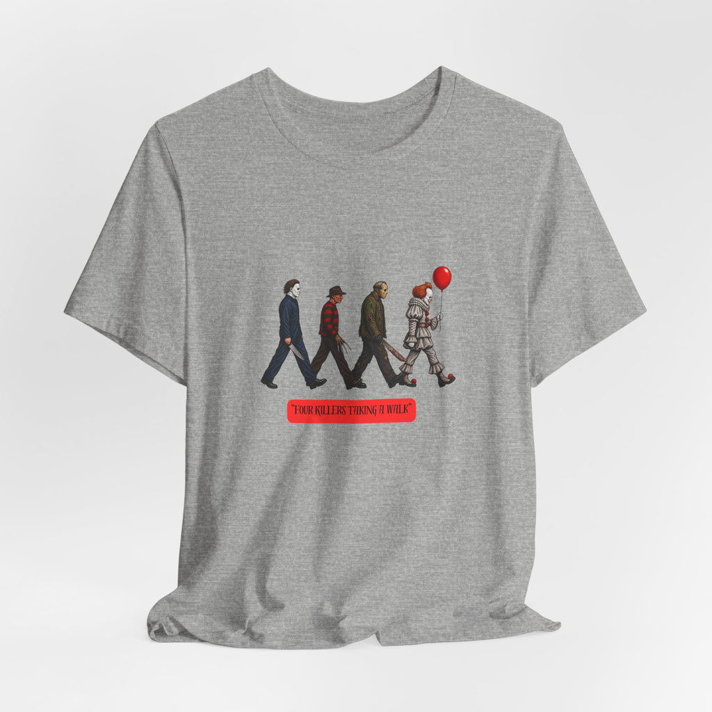 Horror Icons Abbey Road Tee — 'The Killer Clowns Are Here' Graphic T-Shirt