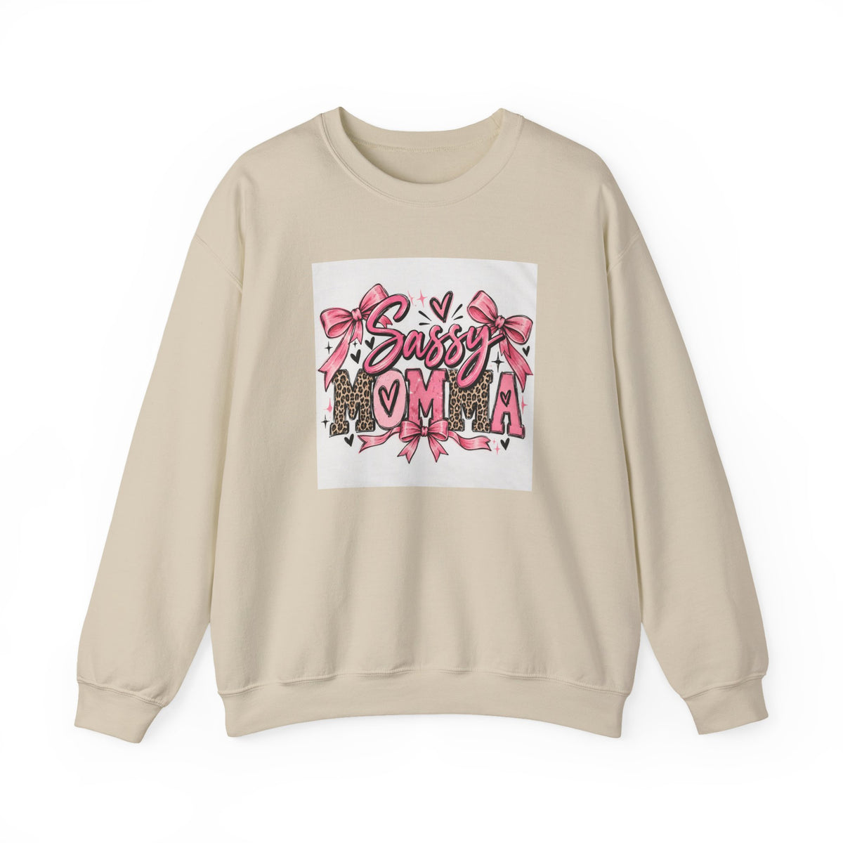 Sassy Mama Crewneck Sweatshirt – Pink Bow Leopard Mother's Day Pullover