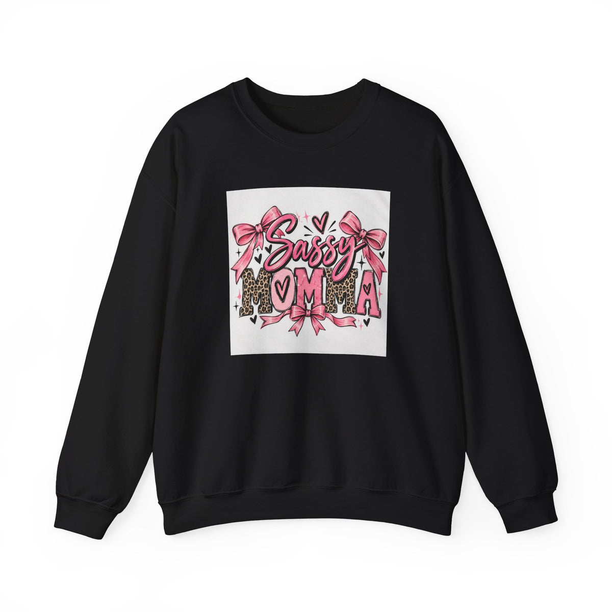 Sassy Mama Crewneck Sweatshirt – Pink Bow Leopard Mother's Day Pullover