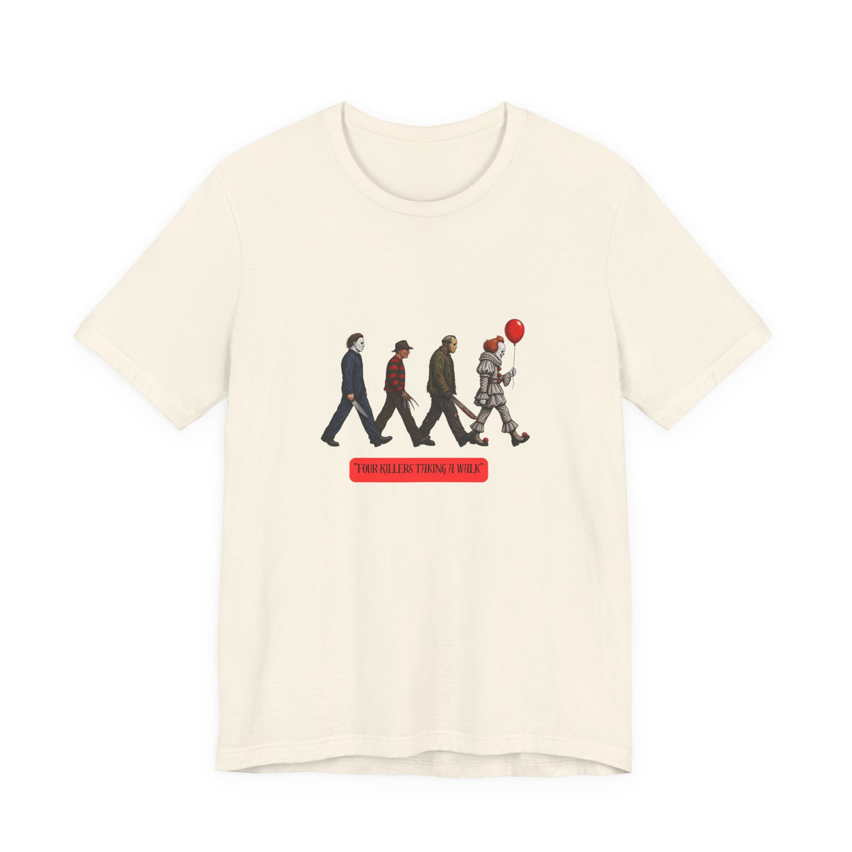 Horror Icons Abbey Road Tee — 'The Killer Clowns Are Here' Graphic T-Shirt