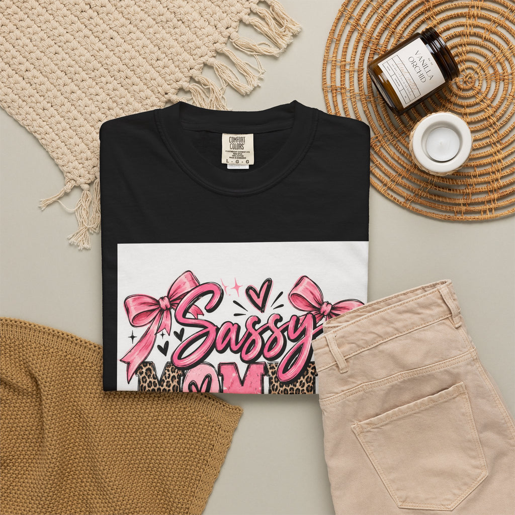 Sassy Mom Leopard & Pink Bow T-Shirt
