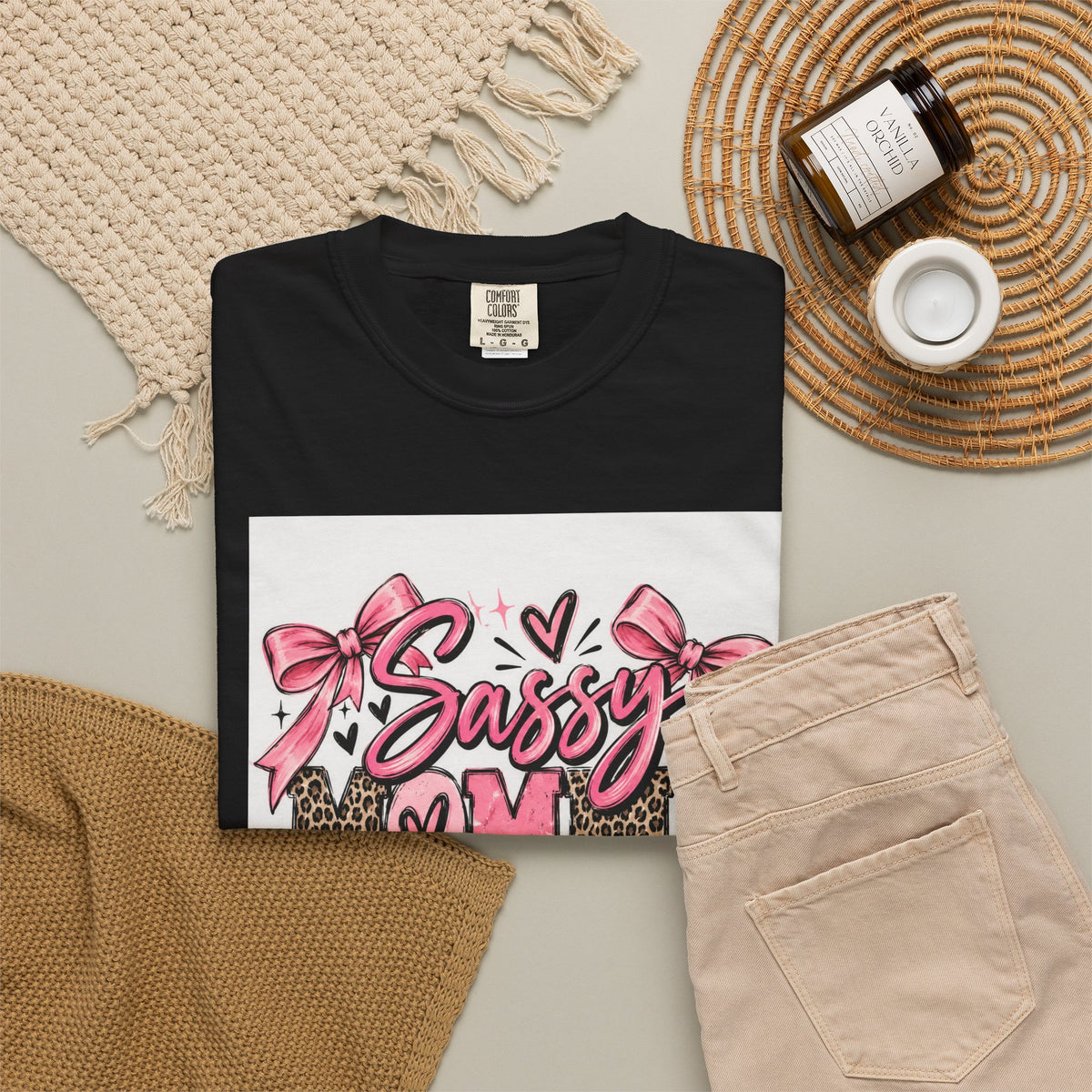 Sassy Mom Leopard & Pink Bow T-Shirt