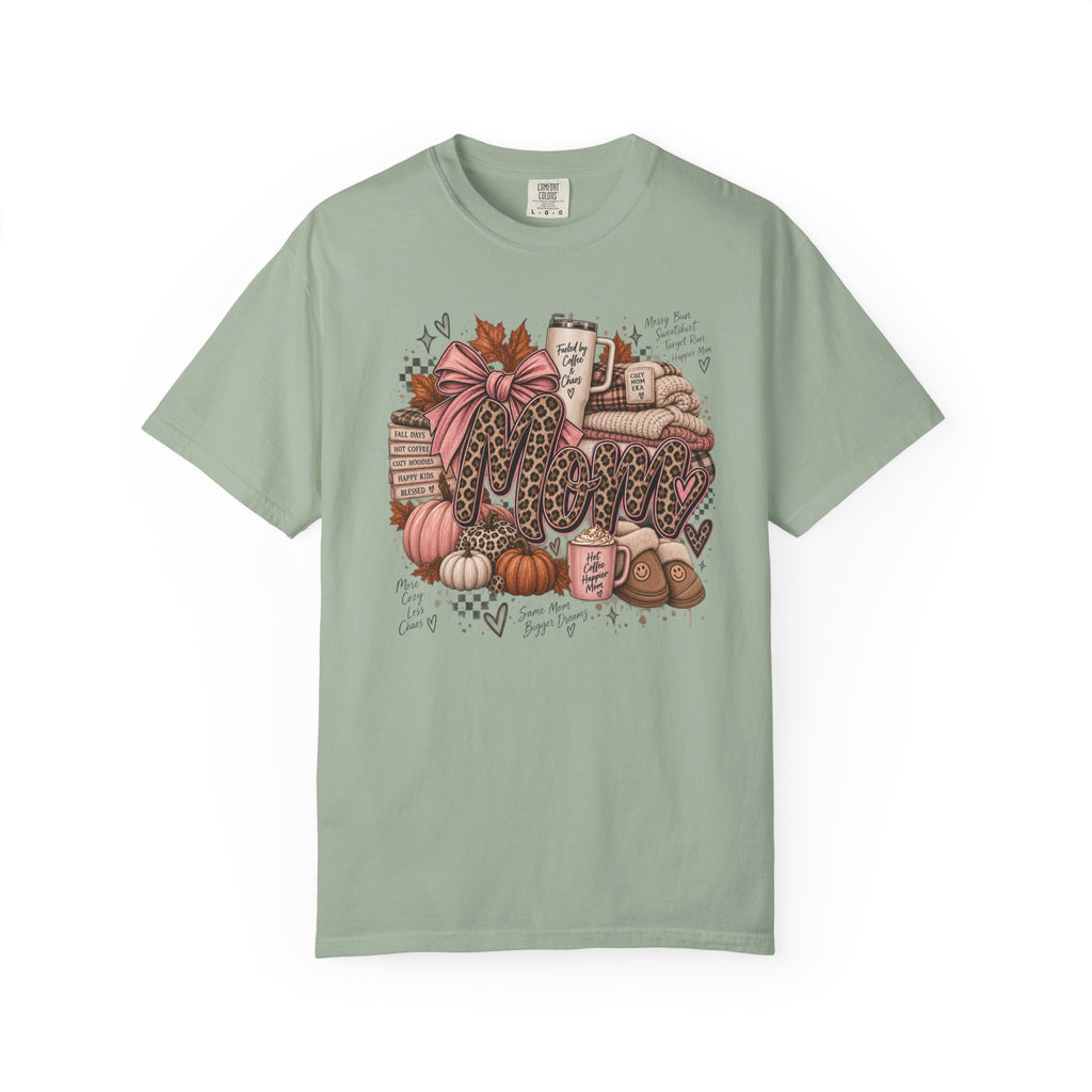 Fall Cozy Coffee T-Shirt — Pumpkin, Leopard Boots & Warm Drink Autumn Graphic Tee