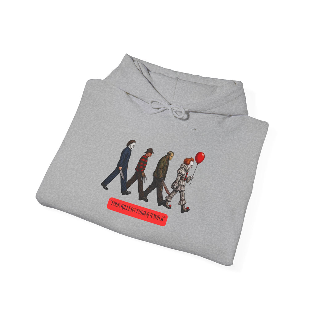 Hoodie — Horror Icons Crossing with 'Come Play With Me' Balloon Design