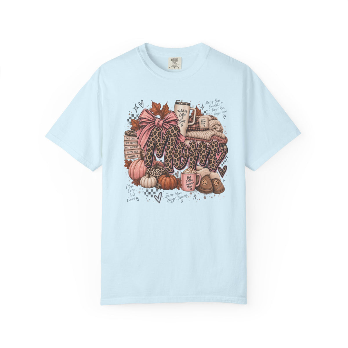 Fall Cozy Coffee T-Shirt — Pumpkin, Leopard Boots & Warm Drink Autumn Graphic Tee