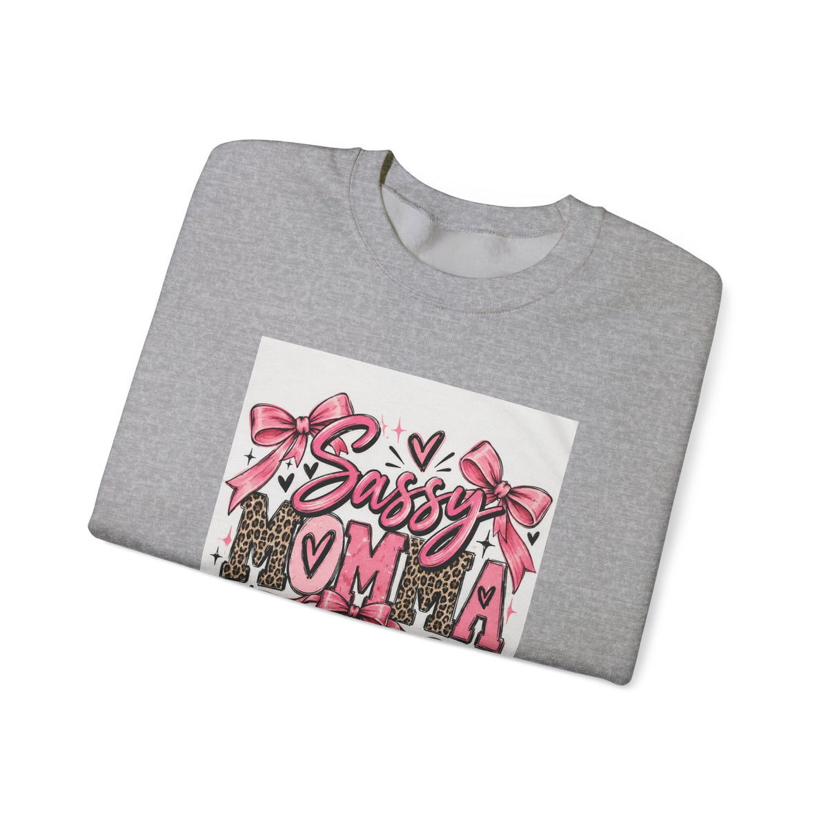 Sassy Mama Crewneck Sweatshirt – Pink Bow Leopard Mother's Day Pullover