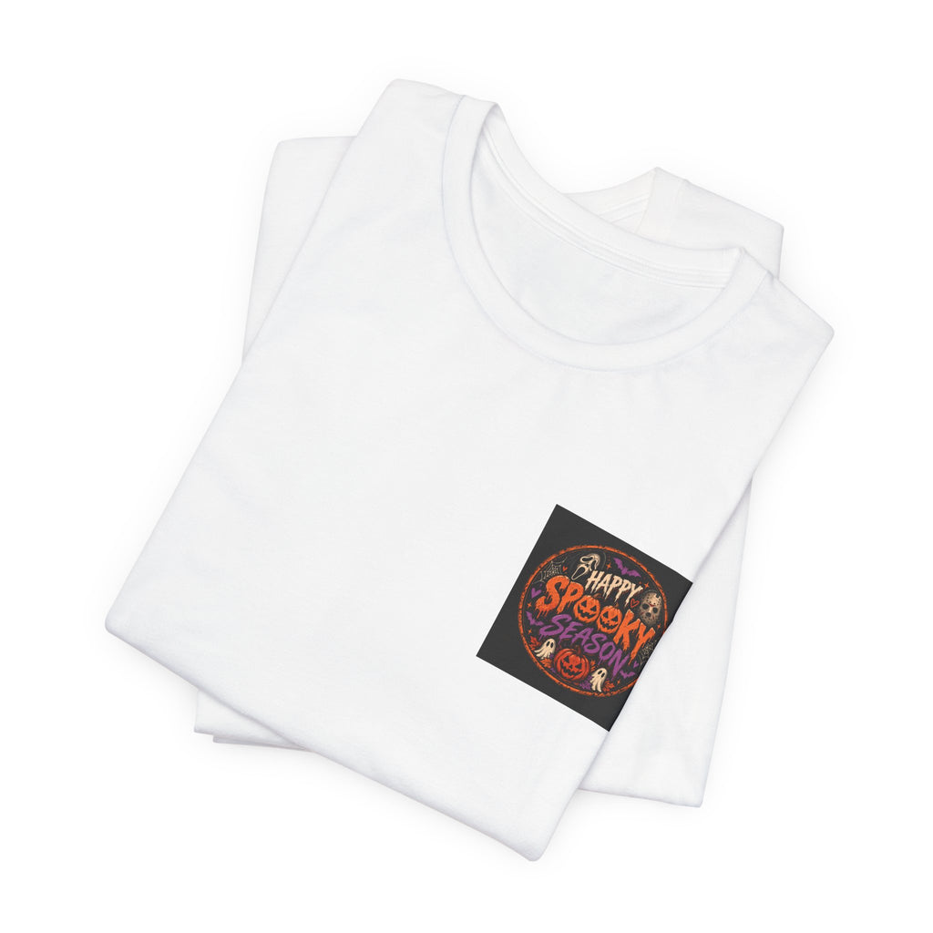 Halloween 'Happy Spooky' Pocket Tee — Cute Pumpkin & Candy Graphic