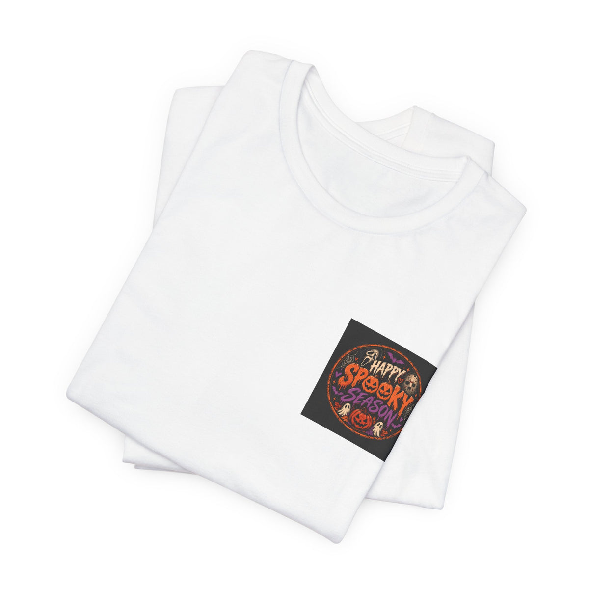 Halloween 'Happy Spooky' Pocket Tee — Cute Pumpkin & Candy Graphic
