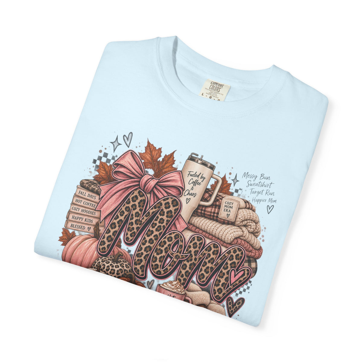 Fall Cozy Coffee T-Shirt — Pumpkin, Leopard Boots & Warm Drink Autumn Graphic Tee
