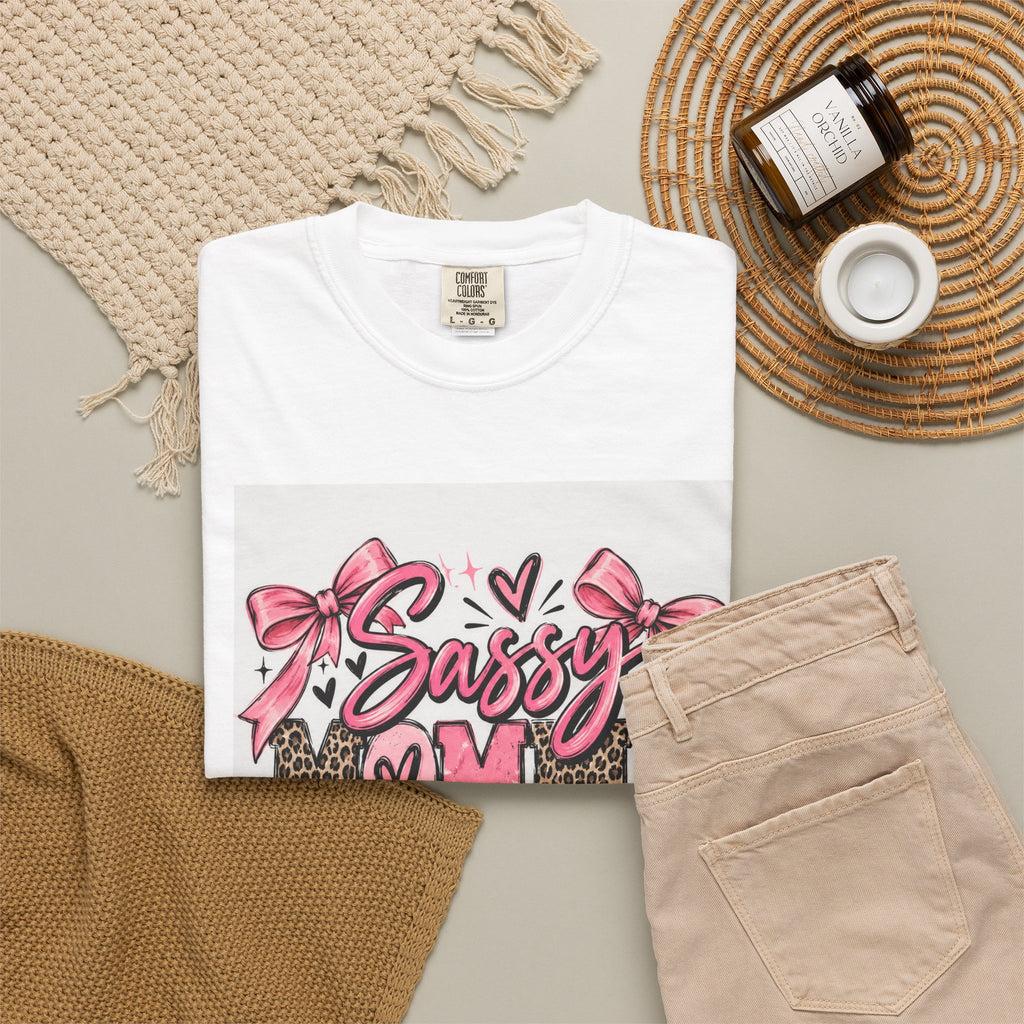 Sassy Mom Leopard & Pink Bow T-Shirt