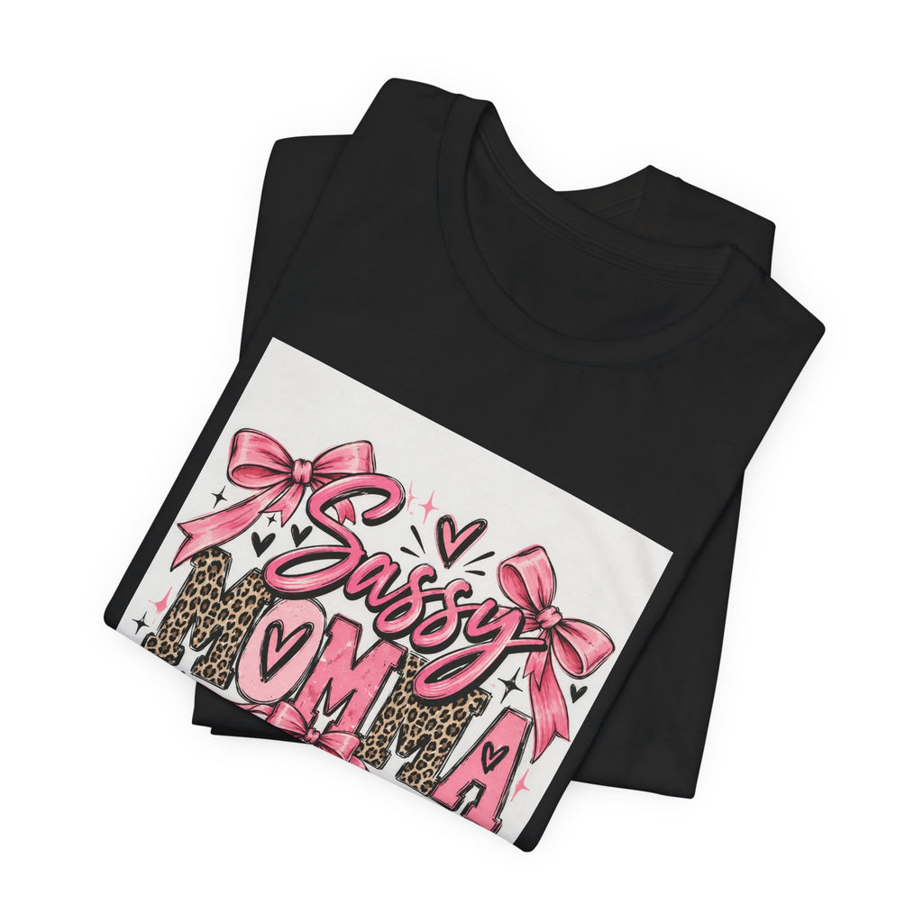 Sassy Mama Tee – Pink Bow Leopard Mom T-Shirt