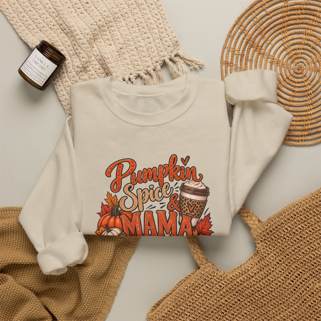 Pumpkin Spice Mama Crewneck Sweatshirt — Fall Coffee Cozy Gift