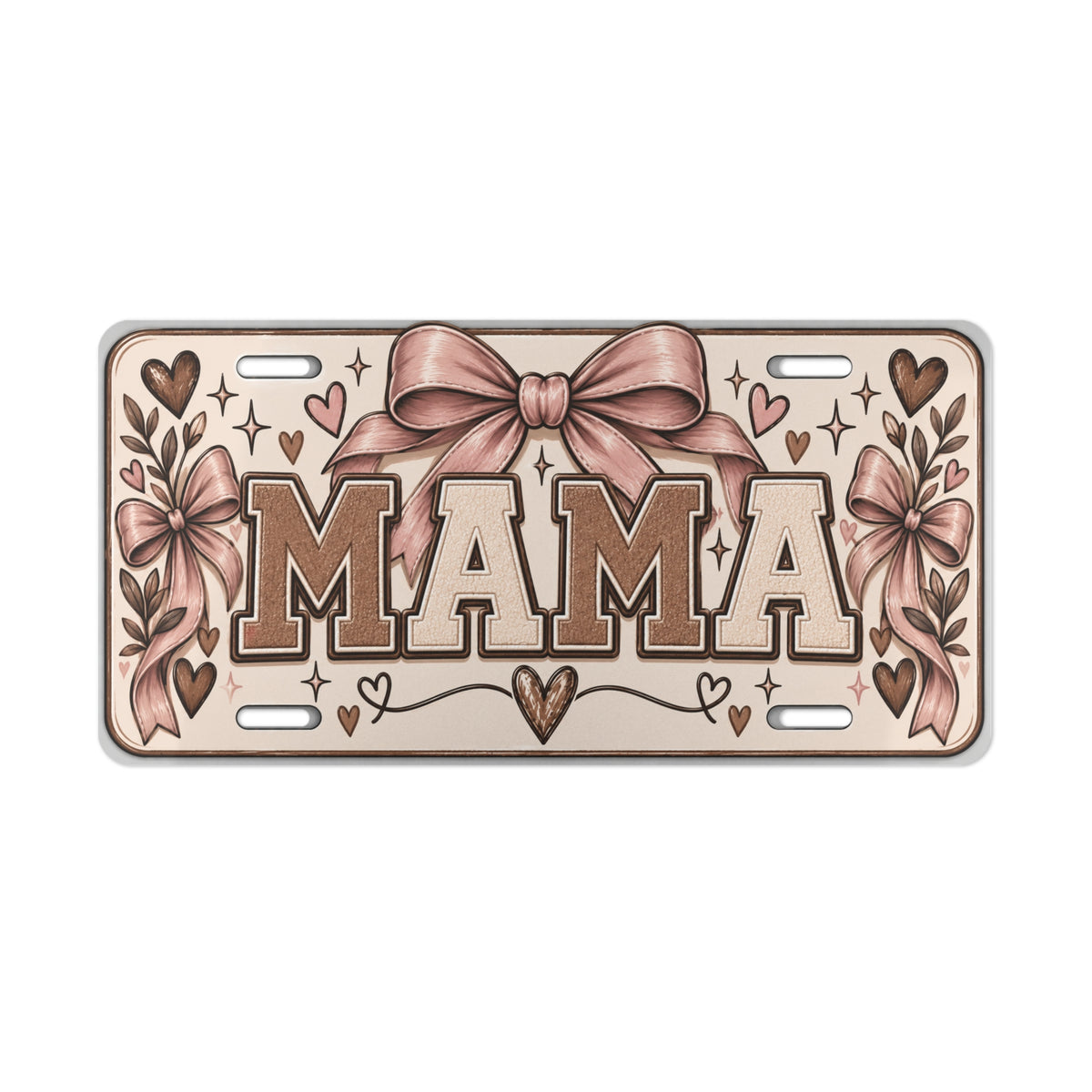 Mama Decorative Vanity Plate — Floral Bow License Plate for Mother’s Day Gift
