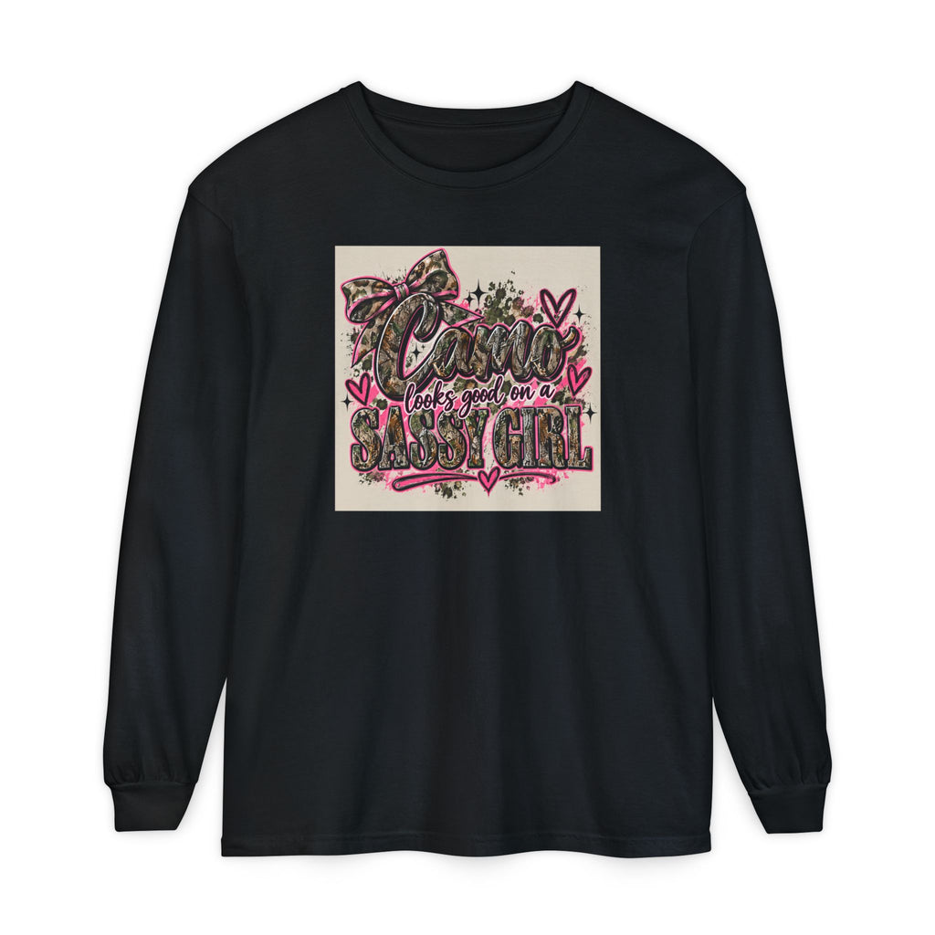Sassy Girl Leopard Heart Long Sleeve Tee
