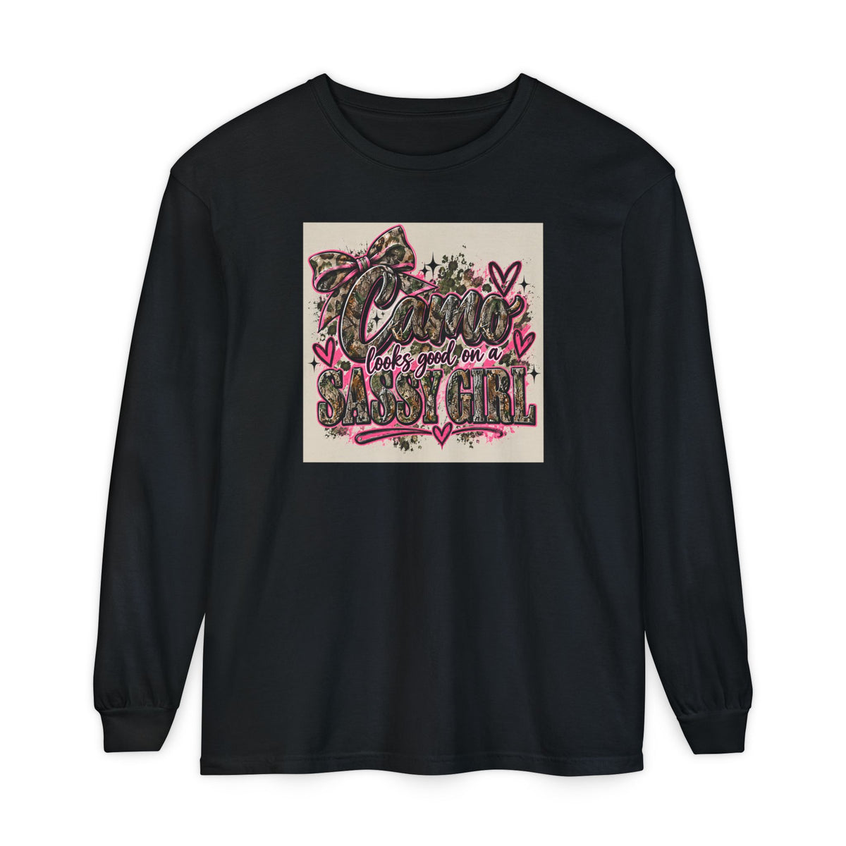 Sassy Girl Leopard Heart Long Sleeve Tee