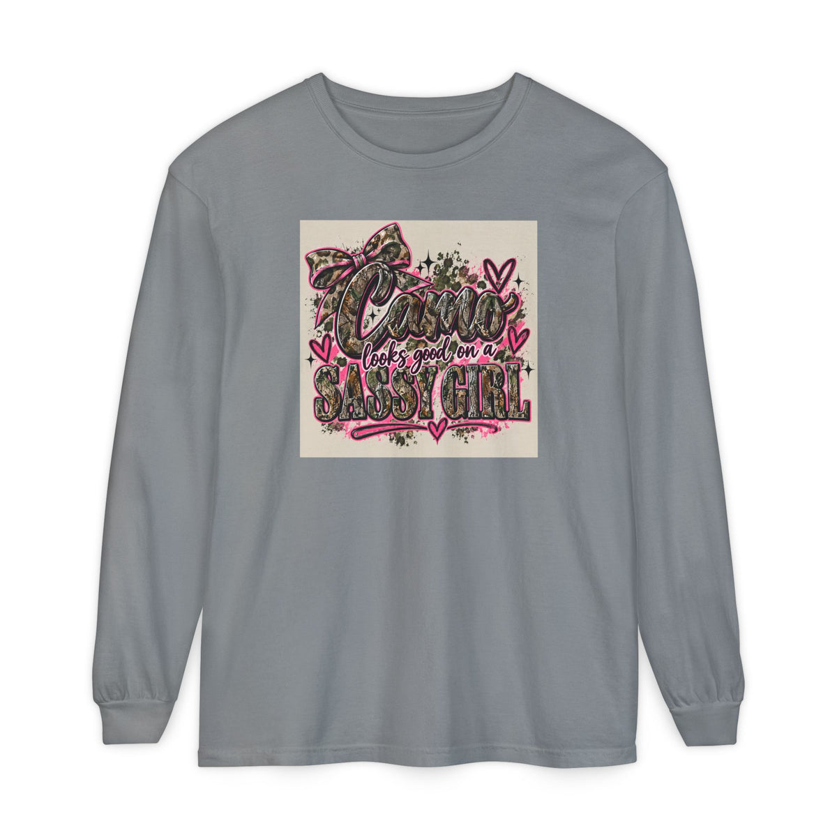 Sassy Girl Leopard Heart Long Sleeve Tee