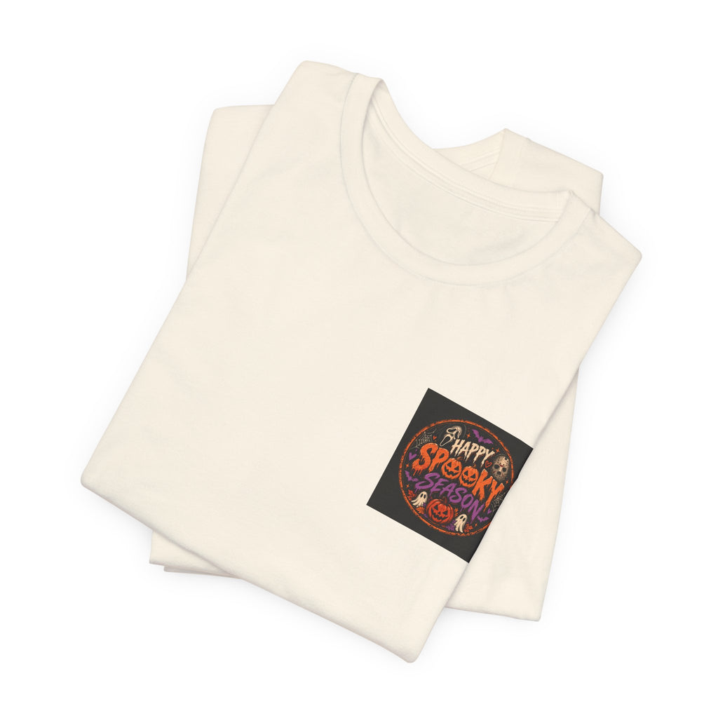 Halloween 'Happy Spooky' Pocket Tee — Cute Pumpkin & Candy Graphic