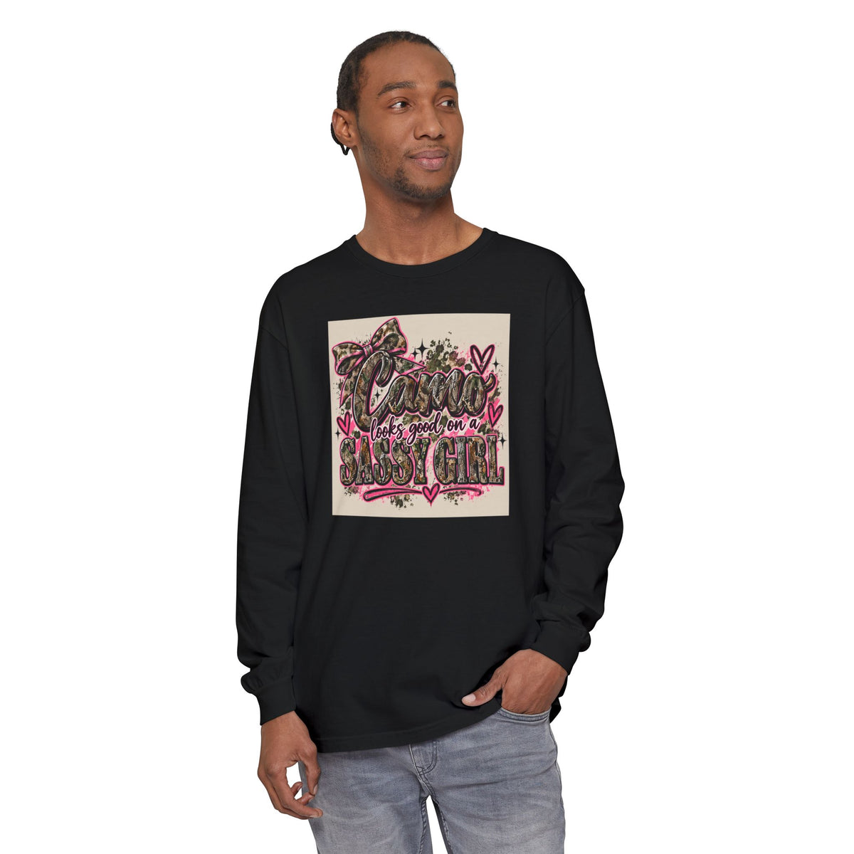 Sassy Girl Leopard Heart Long Sleeve Tee