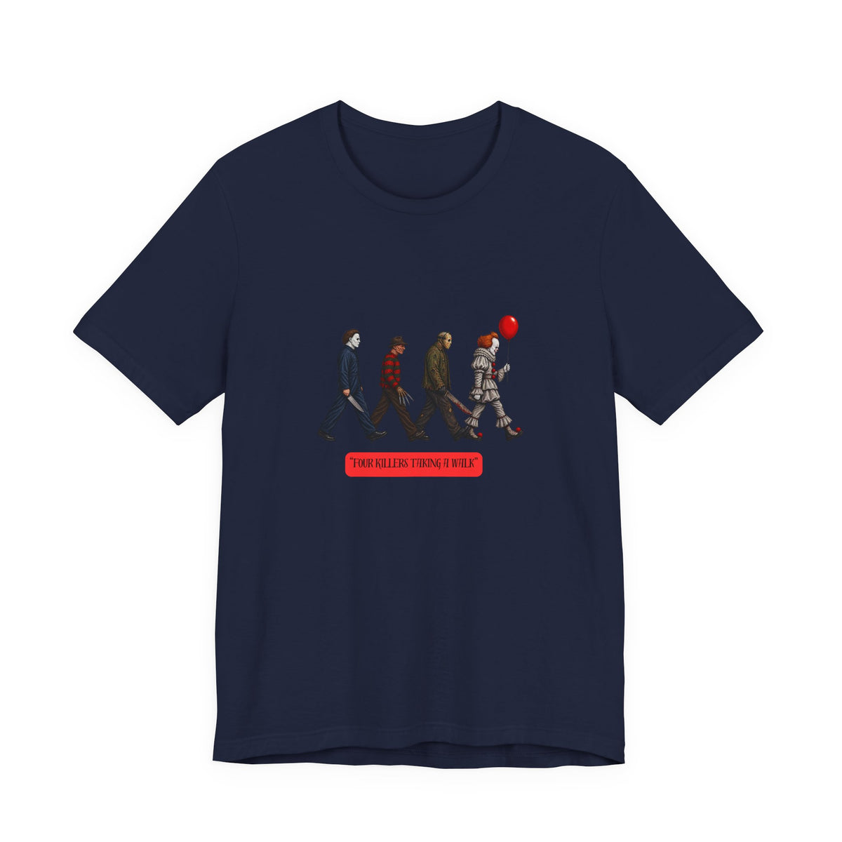 Horror Icons Abbey Road Tee — 'The Killer Clowns Are Here' Graphic T-Shirt