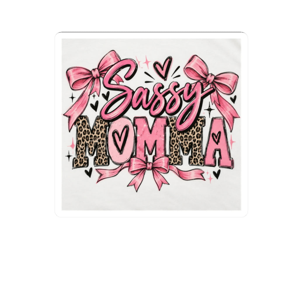 Sassy Momma Pink Leopard Kiss-Cut Sticker
