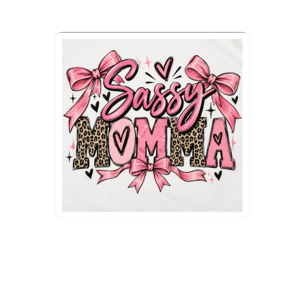 Sassy Momma Pink Leopard Kiss-Cut Sticker