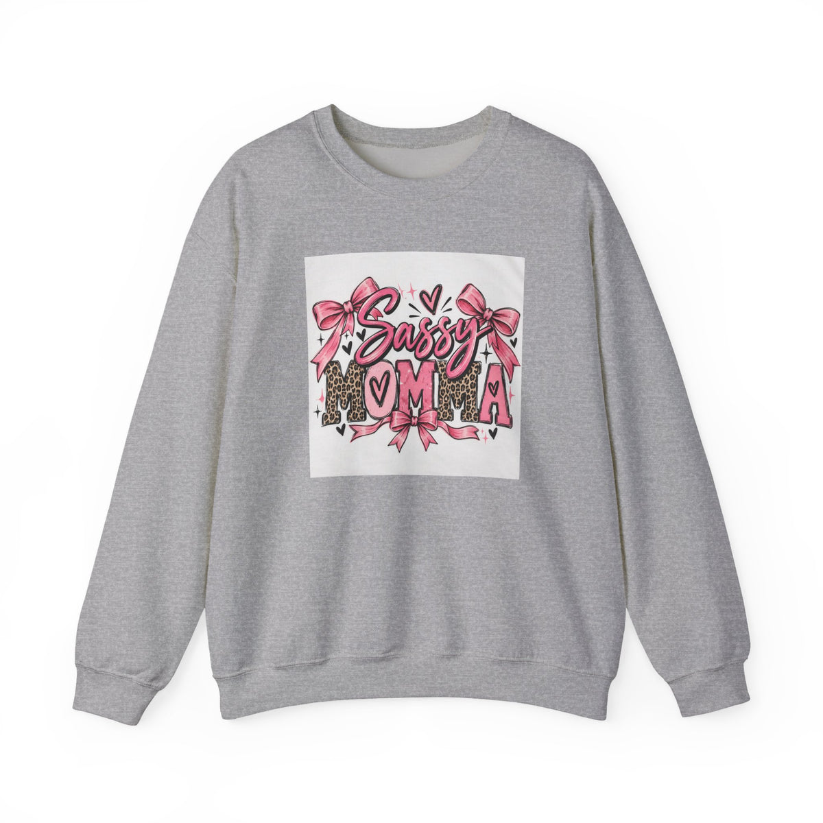 Sassy Mama Crewneck Sweatshirt – Pink Bow Leopard Mother's Day Pullover