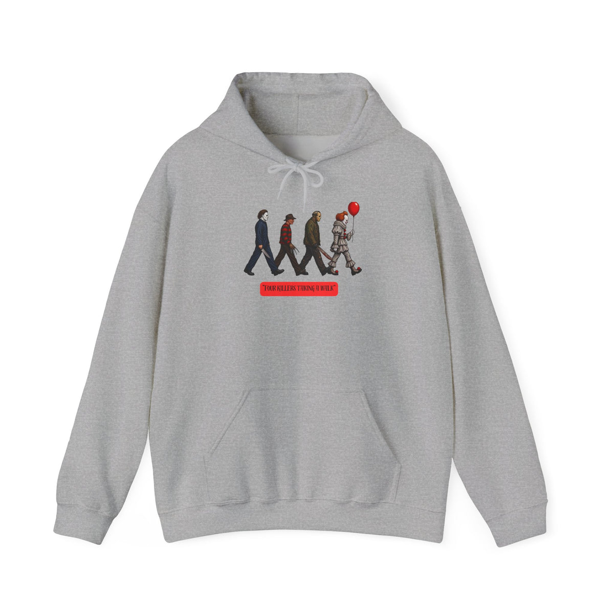 Hoodie — Horror Icons Crossing with 'Come Play With Me' Balloon Design
