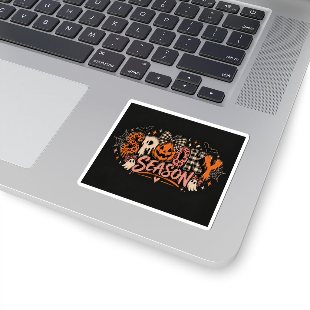 Spooky Season Halloween Sticker — Kiss-Cut Ghost, Pumpkin & Bats Decal