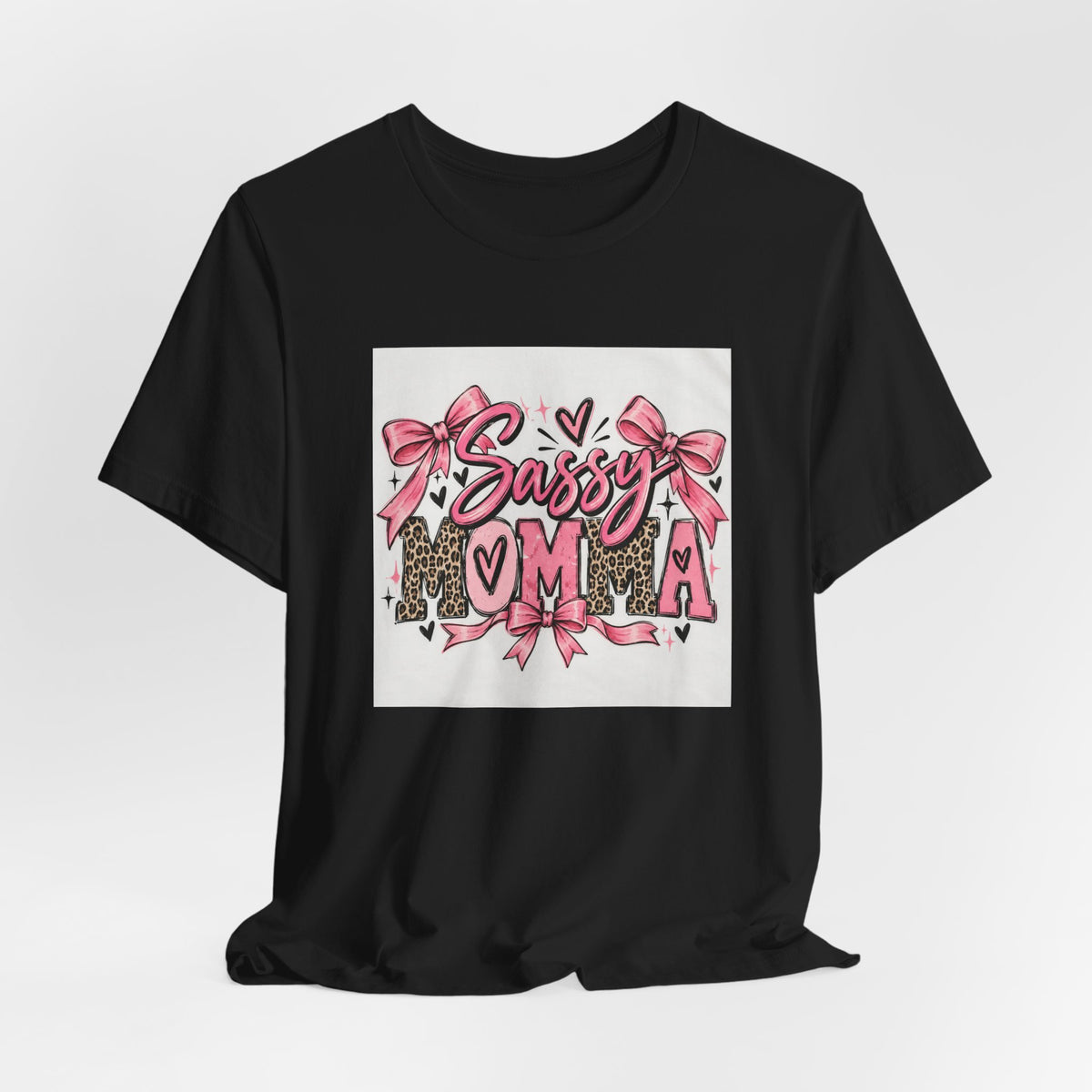 Sassy Mama Tee – Pink Bow Leopard Mom T-Shirt
