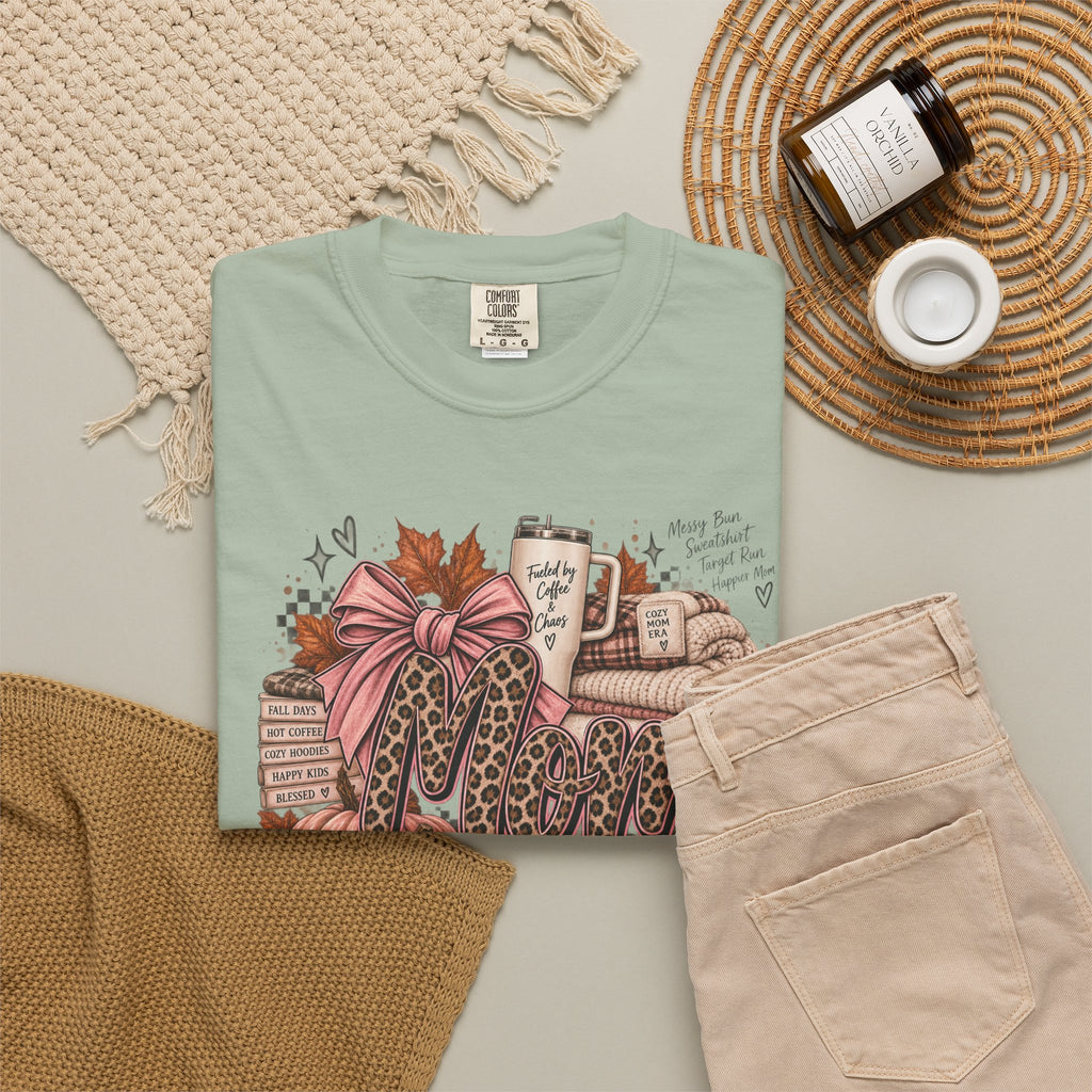 Fall Cozy Coffee T-Shirt — Pumpkin, Leopard Boots & Warm Drink Autumn Graphic Tee