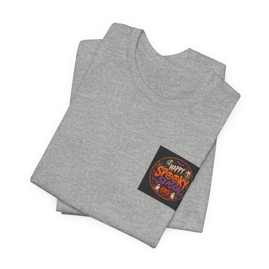 Halloween 'Happy Spooky' Pocket Tee — Cute Pumpkin & Candy Graphic