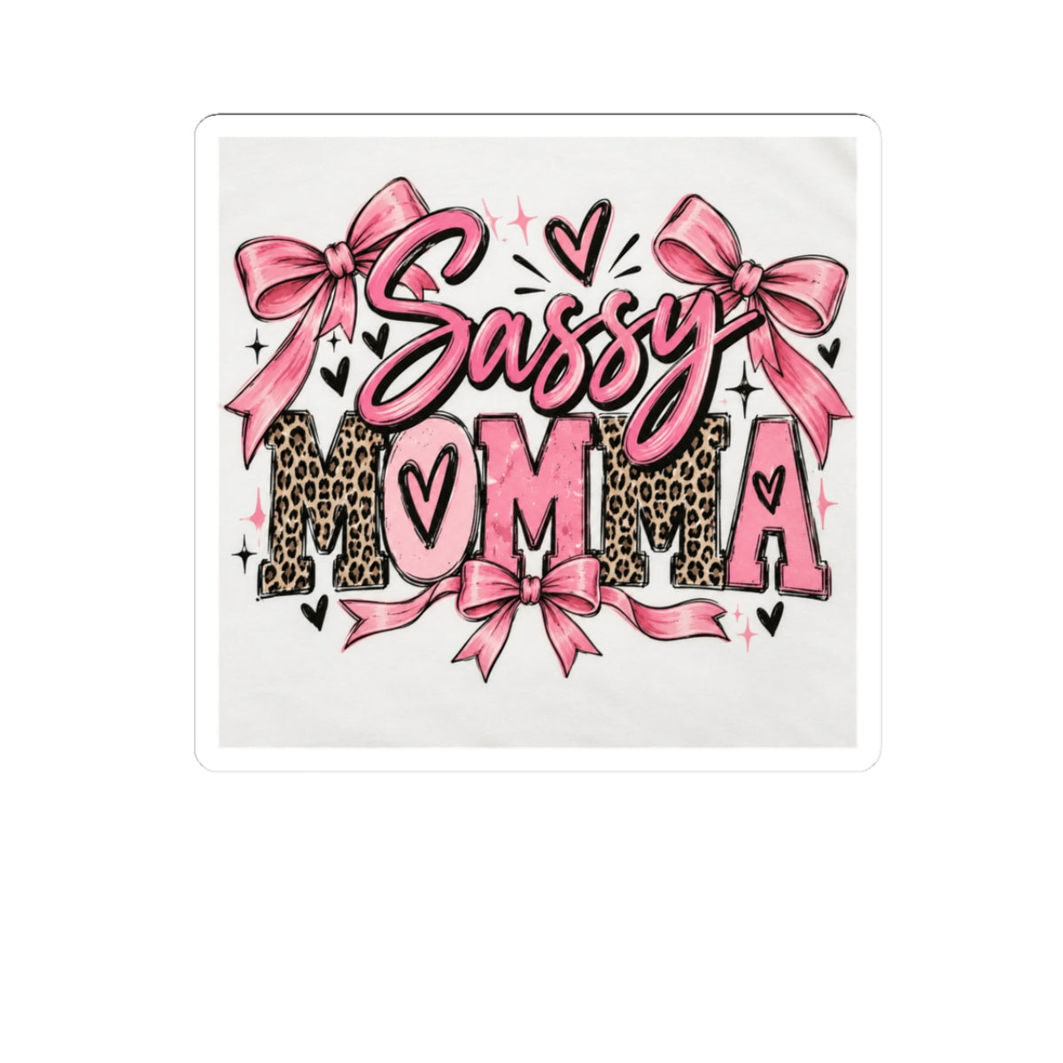 Sassy Momma Pink Leopard Kiss-Cut Sticker