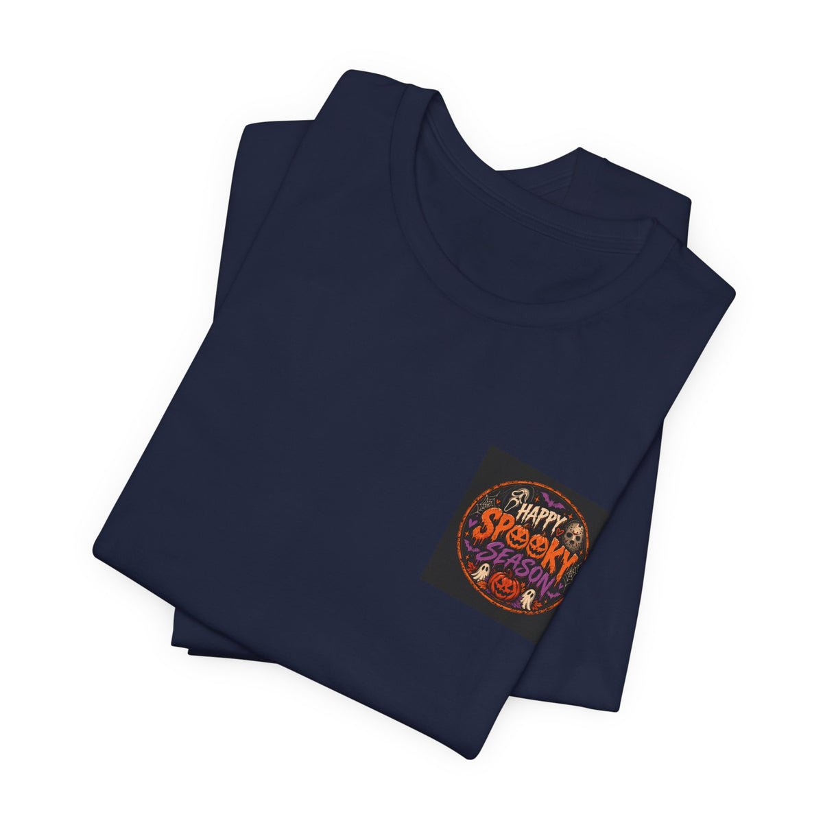 Halloween 'Happy Spooky' Pocket Tee — Cute Pumpkin & Candy Graphic