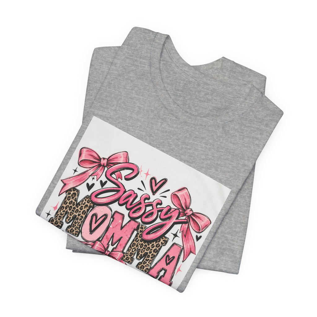Sassy Mama Tee – Pink Bow Leopard Mom T-Shirt