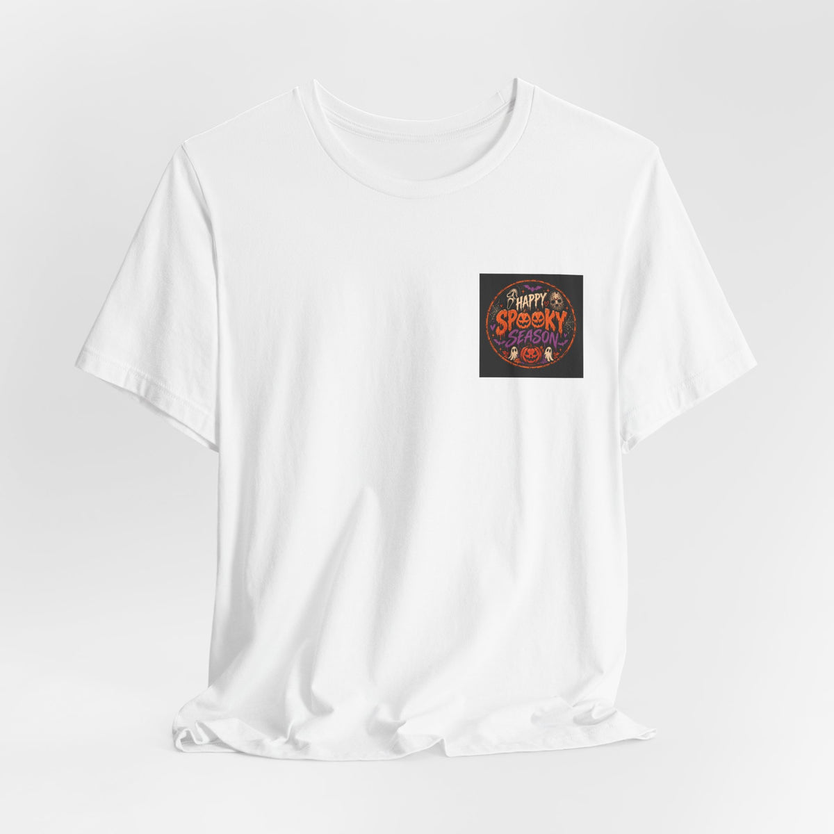 Halloween 'Happy Spooky' Pocket Tee — Cute Pumpkin & Candy Graphic