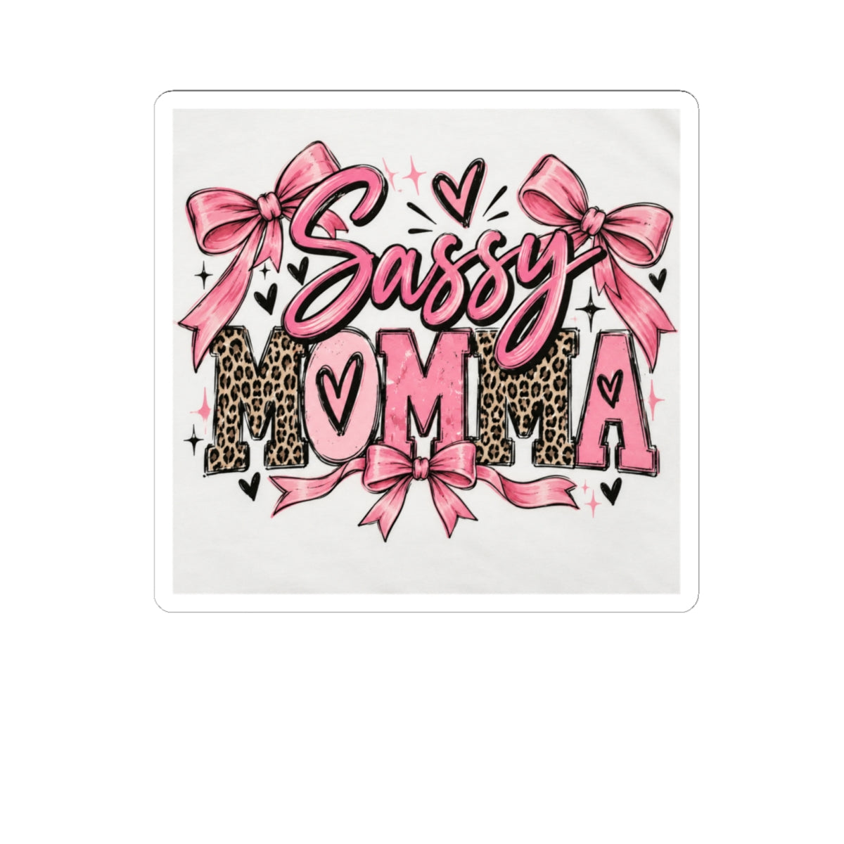 Sassy Momma Pink Leopard Kiss-Cut Sticker